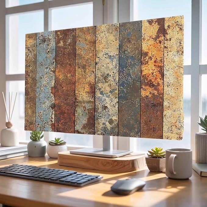 Farmhouse Vintage Wood Board Indoor TV Cover, Elastic TV Screen Protector Brown - Image 4