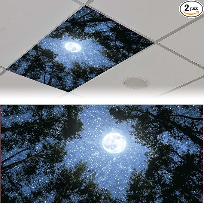 2 Pack Fluorescent Light Covers 4 X 2 Feet Night Forest Magnetic Light Cover by Unknown
