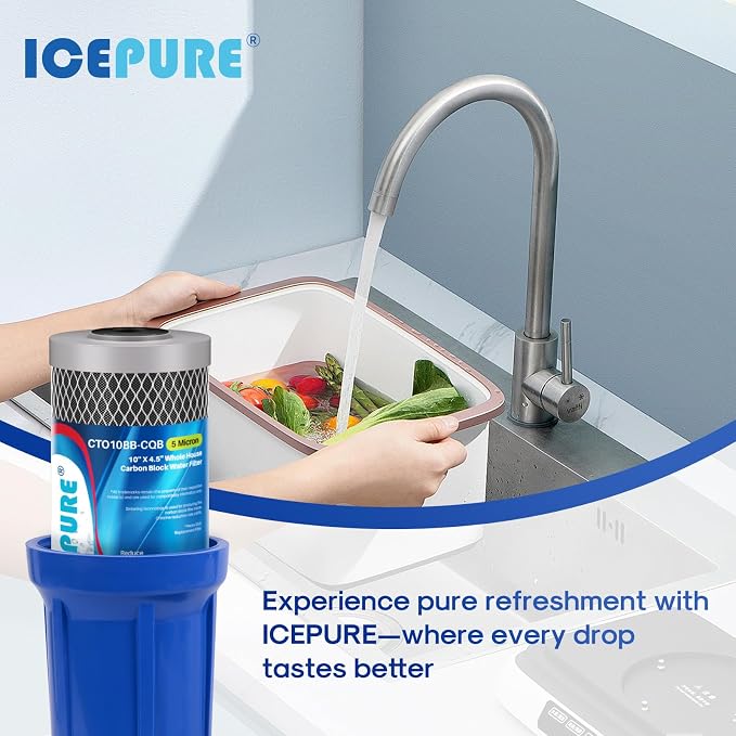 ICEPURE 5 Micron 4.5" x 10" CTO10BB-CQB Whole House Water Filter Upgraded - Image 8