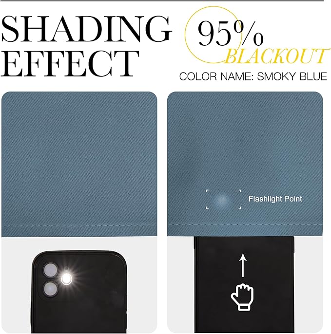 NICETOWN Kitchen Curtains, Short Blackout Curtains & Drapes, Smoky Blue, 42" Wide by 54" Long, 2 PCs, Thermal Insulated Blackout Curtain Panels for Kids Room, Play Room