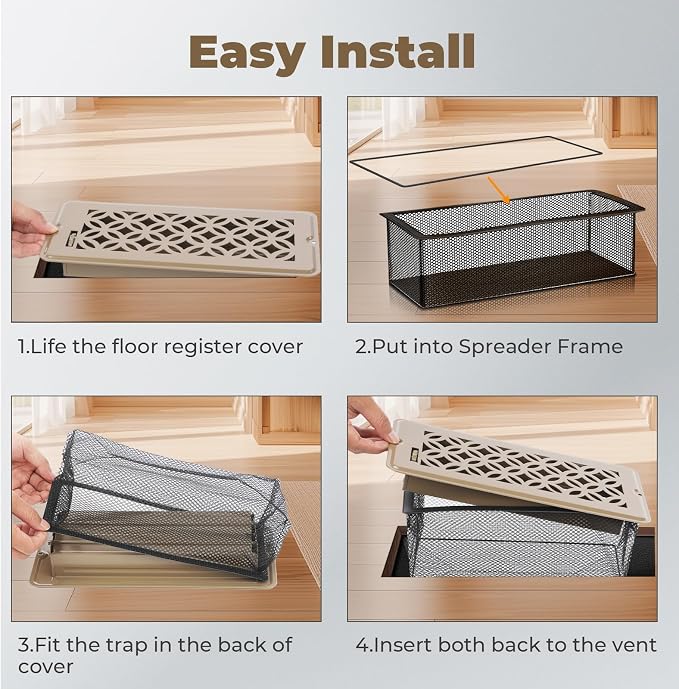 Floor Vent Screen Net for 4x12'' Floor Register, Vent Mesh for Trapping Debris - Image 3
