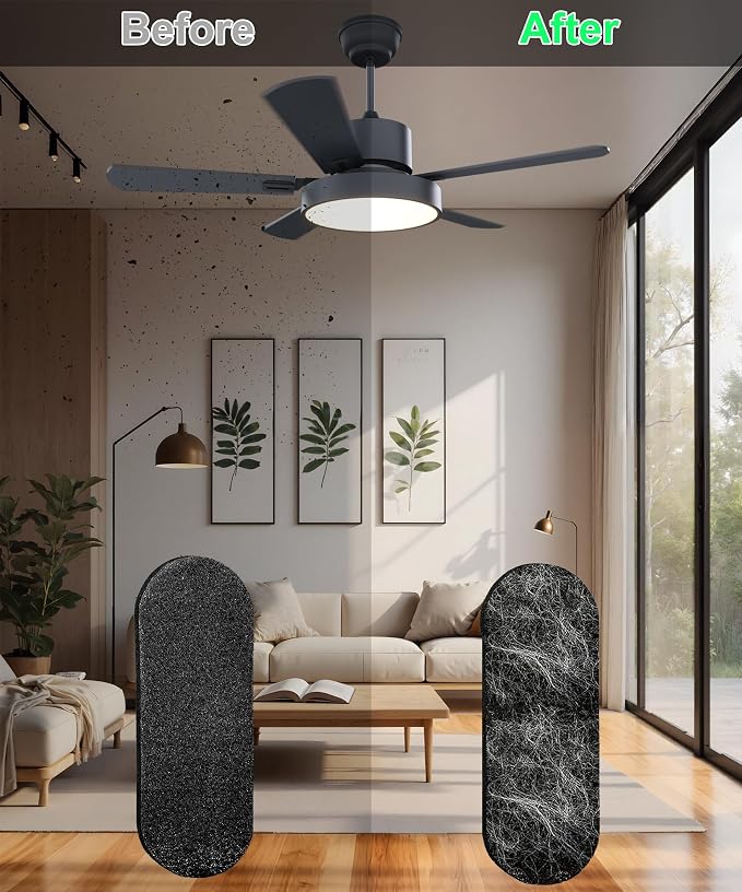 Ceiling Fan Filters for Blades, Activated Carbon Fan Blade Air Purifier Pads - Image 4