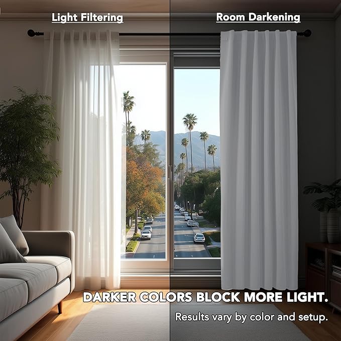 Deconovo Room Darkening Curtains, Thermal Insulated Noise-Reducing Window Panels for Bedroom, Living Room and Home Office, 2 Panels, Pure White, 52W x 95L Inch