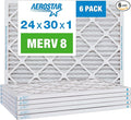 Aerostar 24x30x1 MERV 8 Pleated Air Filter, AC Furnace Air Filter, 6 Pack by AirFiltersDelivered