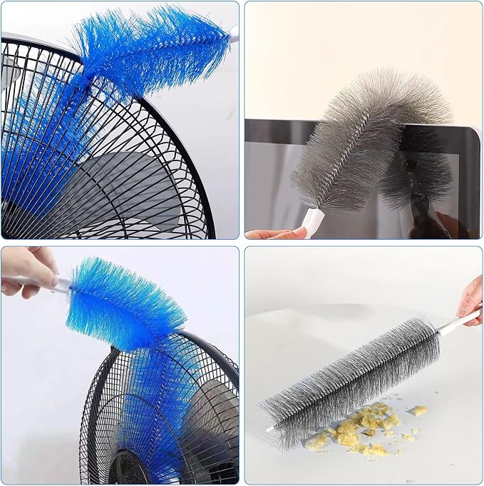 2 Pcs Cobweb Duster, Bendable Fan Cleaner Brushes Set Reusable, Plastic - Image 3