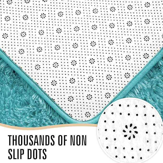 LOCHAS Ultra Soft Indoor Modern Area Rugs Fluffy Living Room Carpets for Children Bedroom Home Decor Nursery Rug 3x5 Feet, Teal Blue