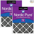 Nordic Pure 16x25x4 Pleated MERV 8 Plus Carbon Air Filters 2 Pack | Actual by NordicPure