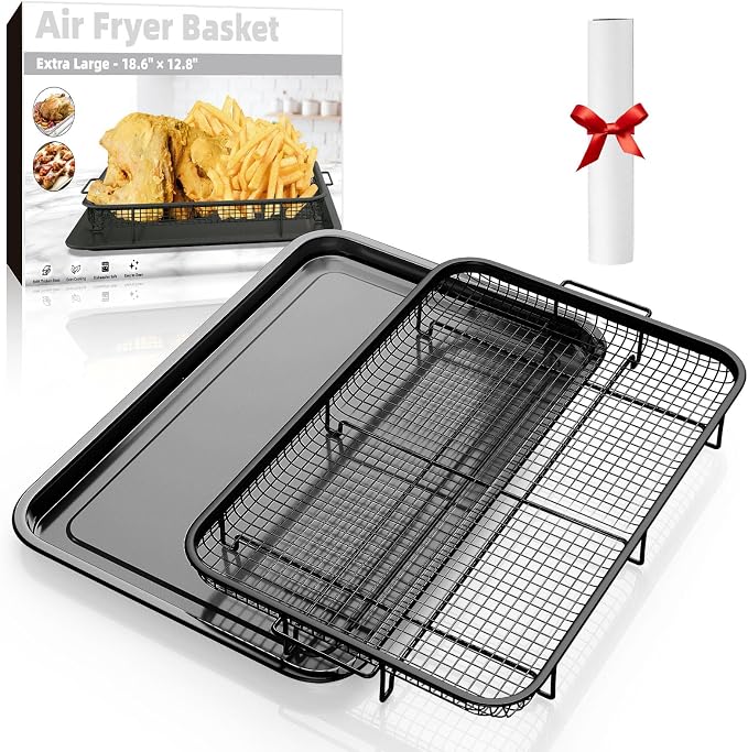 Air Fryer Basket for Oven, Extra Large 18.8" x 12.8" Oven Air Fryer Basket and by MakeCookingMoreEasier