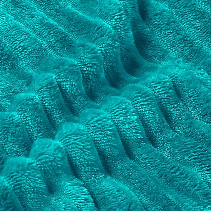 BEDELITE Fleece Blanket Twin Size – 3D Ribbed Jacquard Soft and Warm Decorative Fuzzy Blankets – Cozy, Fluffy, Plush Lightweight Throw Blankets for Couch, Bed, Sofa(Blue, 60x80 inches)