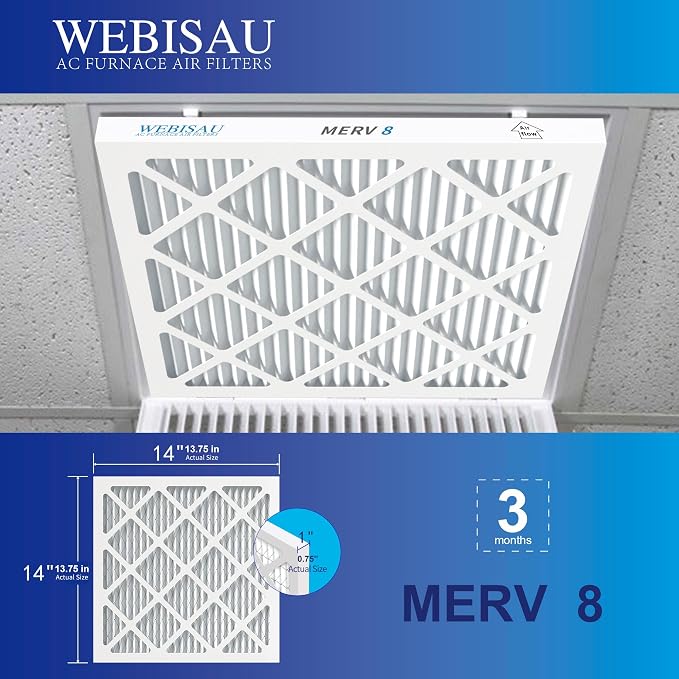 14x14x1 Air Filter MERV 8 MPR 600 2Pack Pleated HVAC AC Furnace Air Filters - Image 4