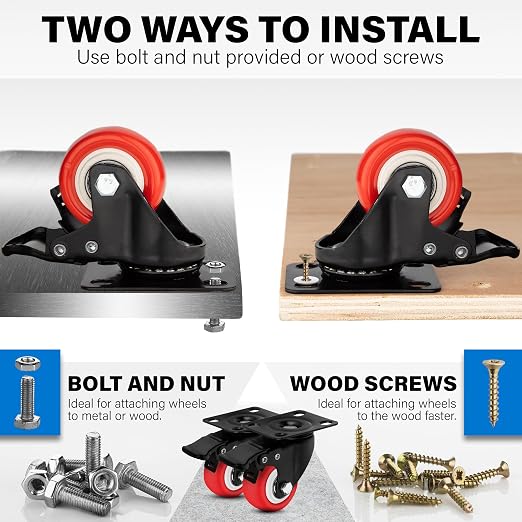 2 Inch Caster Wheels Heavy Duty Casters Set of 4 Lockable Cart Wheels - Image 7