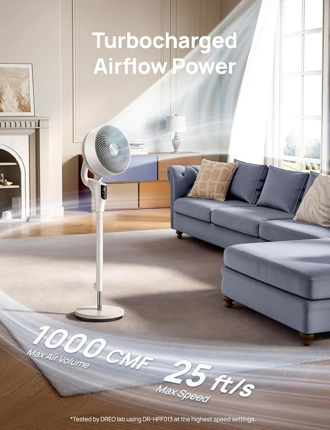 DREO Fan for Bedroom, 2026 Upgraded, 90ft Airflow, 20dB Quiet Fan, 90° - Image 2