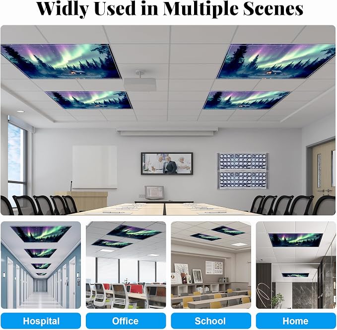 Fluorescent Light Covers-2 Pack 4 x 2 Feet Magnetic Ceiling Light Cover Room - Image 3