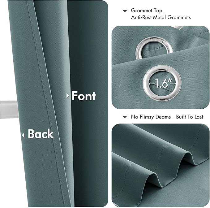 MIULEE Dusty Blue Blackout Curtains for Bedroom Living Room 72 Inches Long 2 Panels, Thermal Insulated Room Darkening Drapes Solid Grommet Noise Reduction Light Blocking Window Treatments 40x72 inch