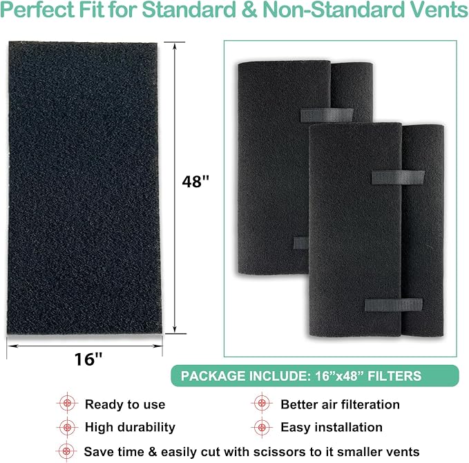 16 x 48 Inch Activated Carbon Filter Sheet, Cut-to-Size Charcoal Pre-Filter - Image 3