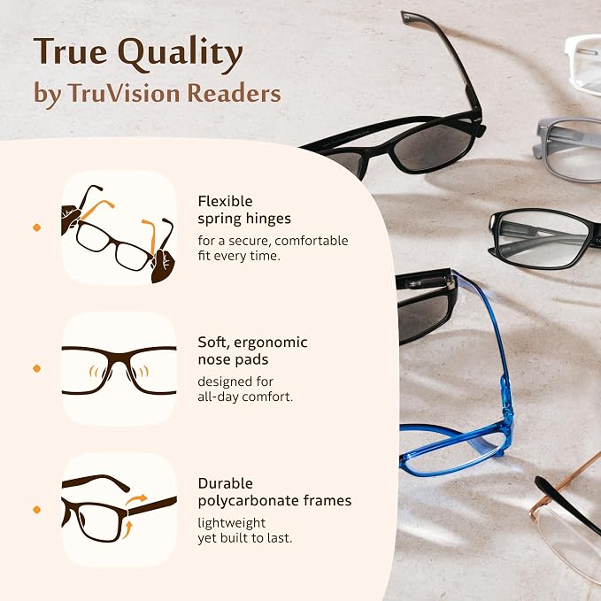 TruVision Readers Reading Glasses, Comfort Spring Hinges - Image 3