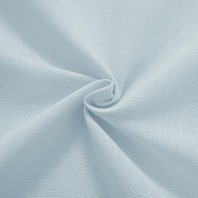Sky Blue Curtains 84 inch Length for Bedroom Back Tab Light Filtering Semi Sheer Blue Living Room Curtains Linen Cotton Textured Drapery Panel Aesthetic Decor Light Blue 52x84