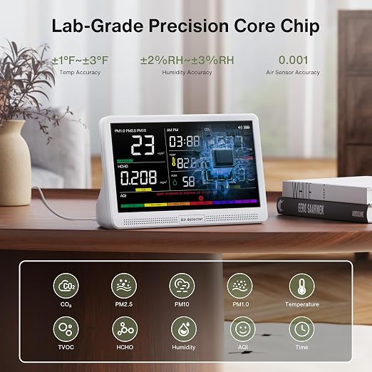 bonoch Upgrade Extended 12-Hour Battery Life 16 in 1 Air Quality Monitor Indoor - Image 2