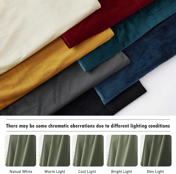 RYB HOME Sage Green Velvet Curtains 63 inches Length with Hook Tape, Thermal Insulated Privacy Protect Decorative Drapes for Bathroom Window, W 42 x L 63 inches, 2 Panels Set