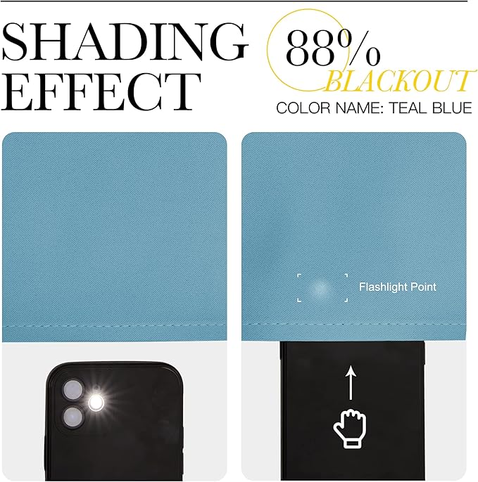 NICETOWN Kitchen Curtains for Small Windows, Privacy Thermal Insulated Blackout Curtains & Drapes for Boys Room (Teal Blue, 34" Wide by 54" Long, 2 Pieces)
