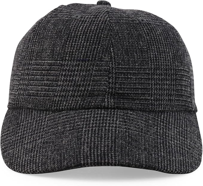 Trendy Apparel Shop Plaid Checker Wool Blend Unstructured Baseball Cap - Image 2