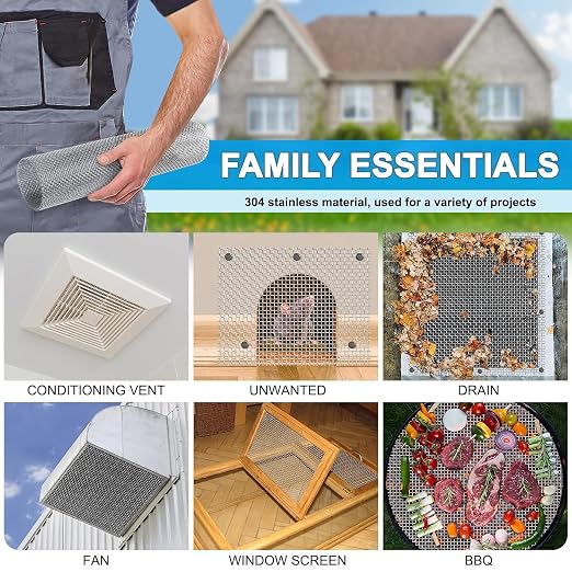 Stainless Steel Mesh Screen 8Mesh 304, 15.7" x 147" Metal Mesh Screen, Rust - Image 5