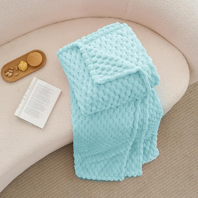 BEDELITE Fleece Blanket - 3D Jacquard Decorative Cloud Blue Throw Blankets for Couch & Bed, Soft and Cozy Warm Plush Fluffy Blanket All Seasons Suitable, 50x60Inches