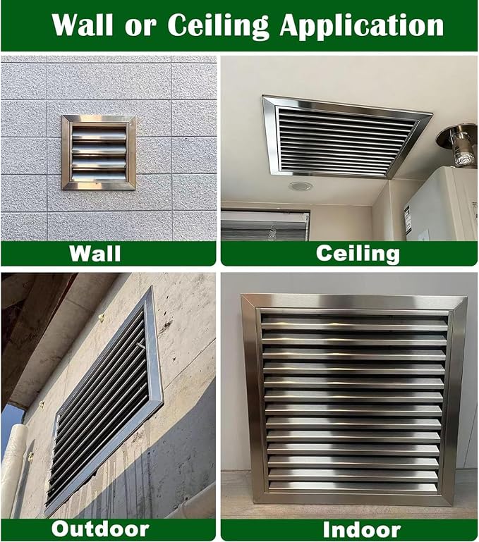 Heat Dissipation Louvered Vent Wall Gable Vents 304 Stainless Steel, - Image 6