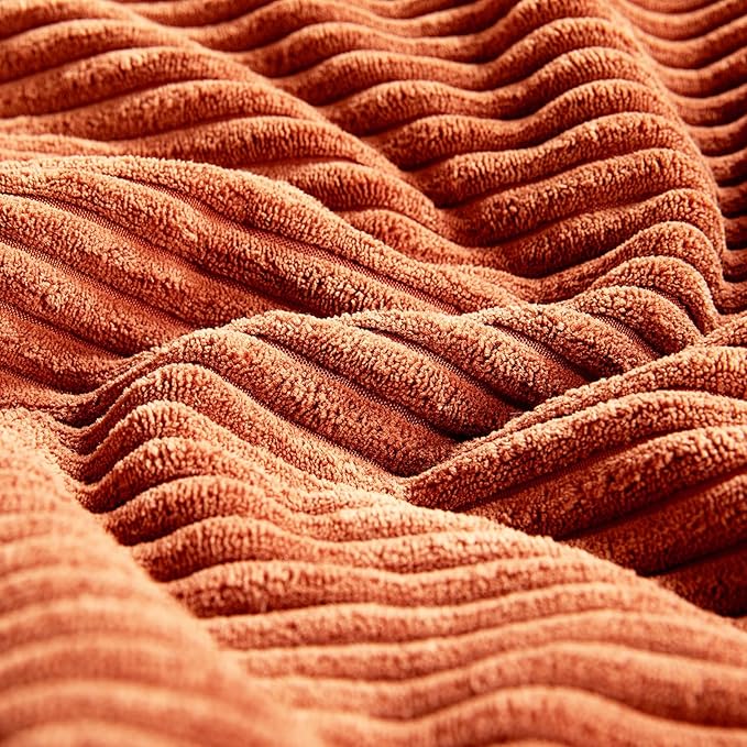 Fancy Homi Set of 2 Burnt Orange Lumbar Decorative Throw Pillow Covers 20x28 Inch for Living Room Couch Bed, Boho Farmhouse Fall Home Decor, Soft Corduroy Corss Patchwork Cushion Case 50x70 cm