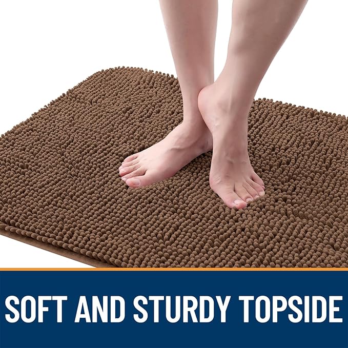 OLANLY Dog Door Mat for Muddy Paws 59x24, Absorbs Moisture and Dirt, Absorbent Non-Slip Washable Doormat, Quick Dry Chenille Mud Mat for Dogs, Entry Indoor Entryway Carpet for Inside Floor, Mocha