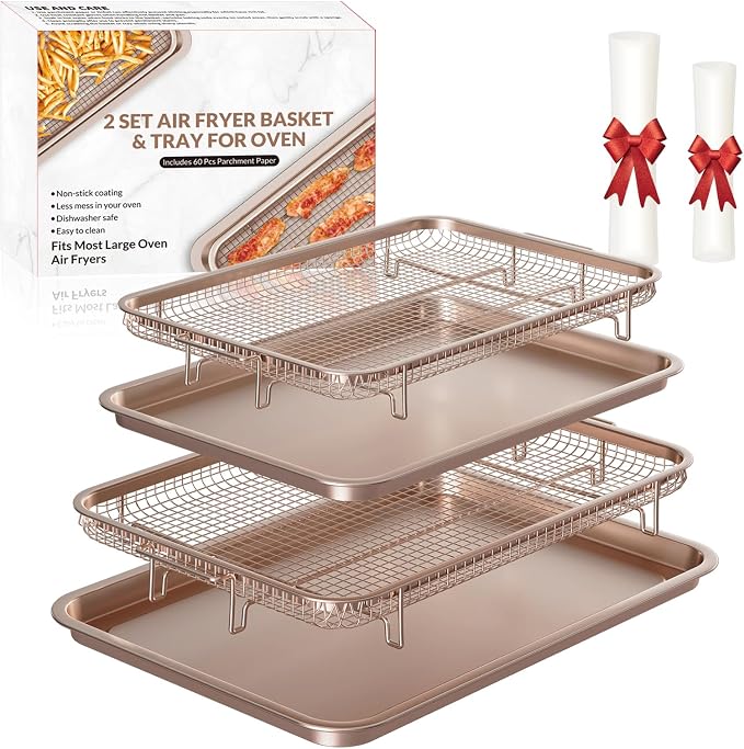 Air Fryer Basket for Oven, 2 Set Air Fryer Basket and Tray Set by THORSES