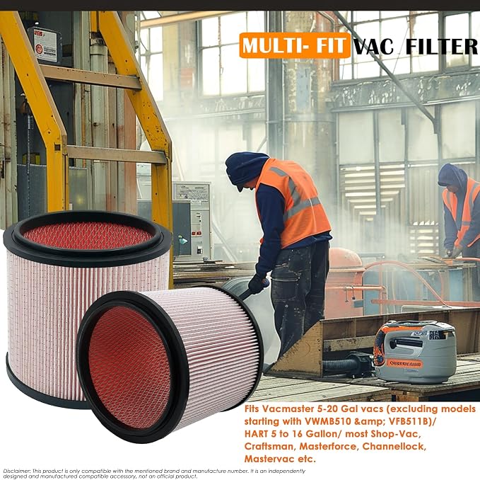 Fine Dust Replacement Filter for Vacmaster 5-20 Gallon/Hart Shop Vacuum 5-17 - Image 3