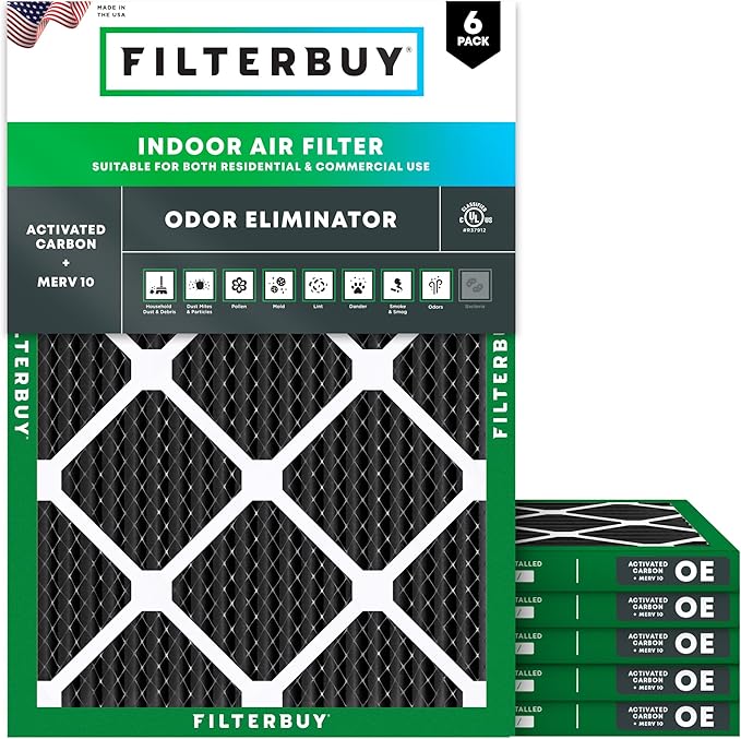 Filterbuy 15x20x1 Air Filter MERV 10 Odor & Allergy Defense by Filterbuy