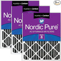 Nordic Pure 16x25x2 Pleated MERV 8 Plus Carbon Air Filters 3 Pack | Actual by NordicPure