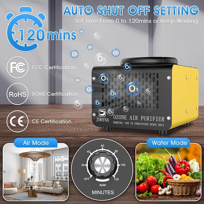 JOBYNA Ozone Generator Water Air, 000mg/h Air Mode & 500mg/h Water Mode Ozone - Image 6