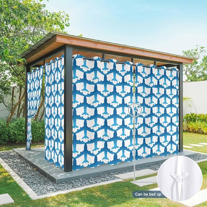 Blue Aircraft Waterproof Outdoor Curtains - Image 9