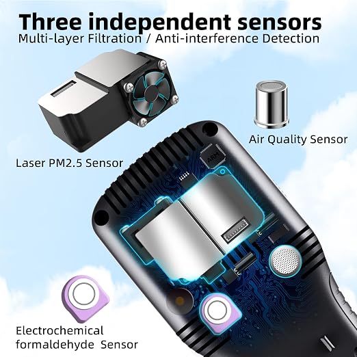 Air Quality Monitor, 5-in-1 Air Quality Tester, - Image 7