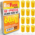 60A JCASE 12-Piece Cartridge Fuse Set. Fits Most: Nissan, and Ford by BioFuse