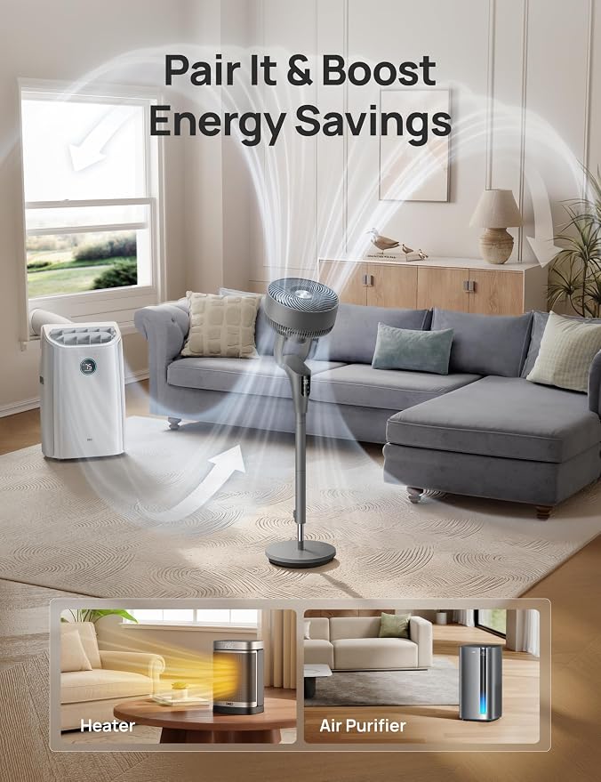 DREO Fan for Bedroom, 2026 Upgraded, 90ft Airflow, 20dB Quiet Fan, 90° - Image 6
