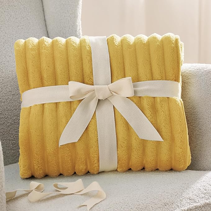 Bedsure GentleSoft Yellow California King Size Blanket for Couch - Cozy Soft Blankets for Women, Cute Small Fleece Throws for Girls, Birthday Gifts for Women, 102x96 Inches