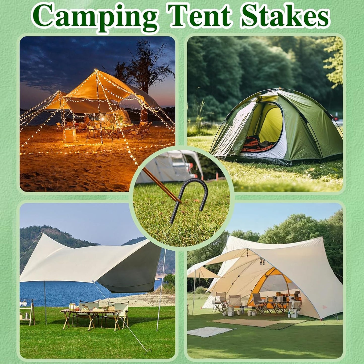 12 Inch Rebar Stakes 50 Pack J Hook Ground Stakes Heavy Duty Chain Link Fence Stakes Galvanized Anchors Metal Tent Stakes for Wire Fencing Concrete Forming Trampolines Camping Canopies Shed Swing