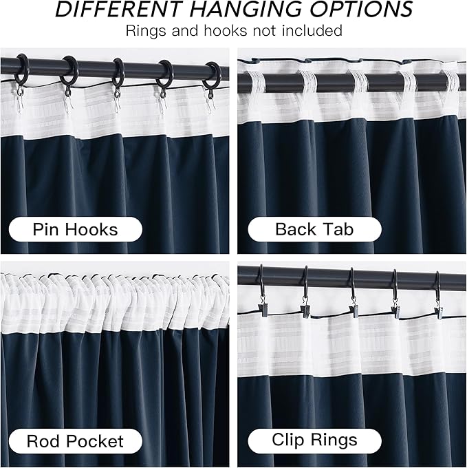 RYB HOME Navy Blue Velvet Curtains 72 inches with Hook Belt, Soft Fabric Room Darkening Thermal Insulated Luxurious Home Decor Curtains for Living Room Bedroom, W 52" x L 72", 2 Panels Set