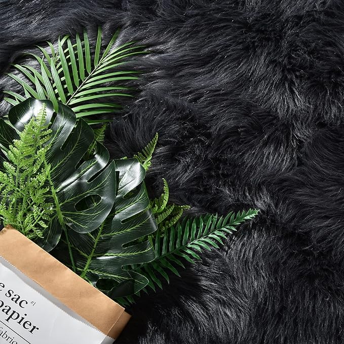 Latepis Dark Grey Round Rugs 4ft Circle Faux Fur Rug Washable Fluffy Furry Boho Rug Sheep Skin Rugs for Bedroom Room Decor