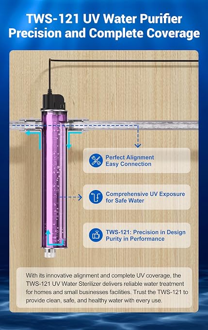 HQUA-TWS-121 120V 55W 12GPM 1“ MNPT Inlet/Outlet, Whole House Ultraviolet Water - Image 4