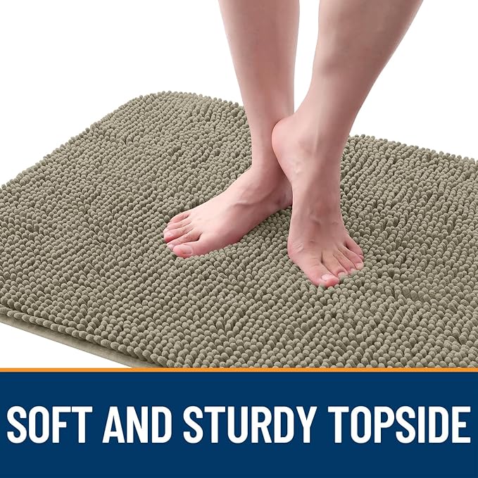 OLANLY Dog Door Mat for Muddy Paws 47x20, Absorbs Moisture and Dirt, Absorbent Non-Slip Washable Doormat, Quick Dry Chenille Mud Mat, Entry Indoor Entryway Carpet for Inside Floor, Warm Taupe