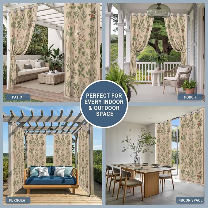 Vintage Outdoor Curtains for Patio Grass Herbal Botanical Garden Plants - Image 8