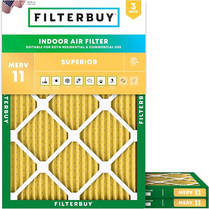 Filterbuy 18x20x1 Air Filter MERV 11 Superior Pet & Allergy Defense, by Filterbuy