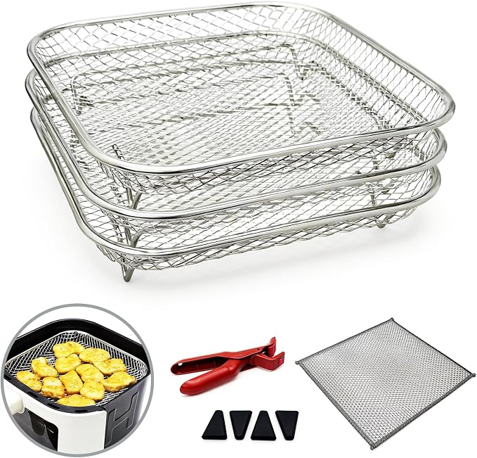 Air Fryer Rack Set of 3, Stackable Stainless Steel Air Fryer Basket Accessories by Unknown
