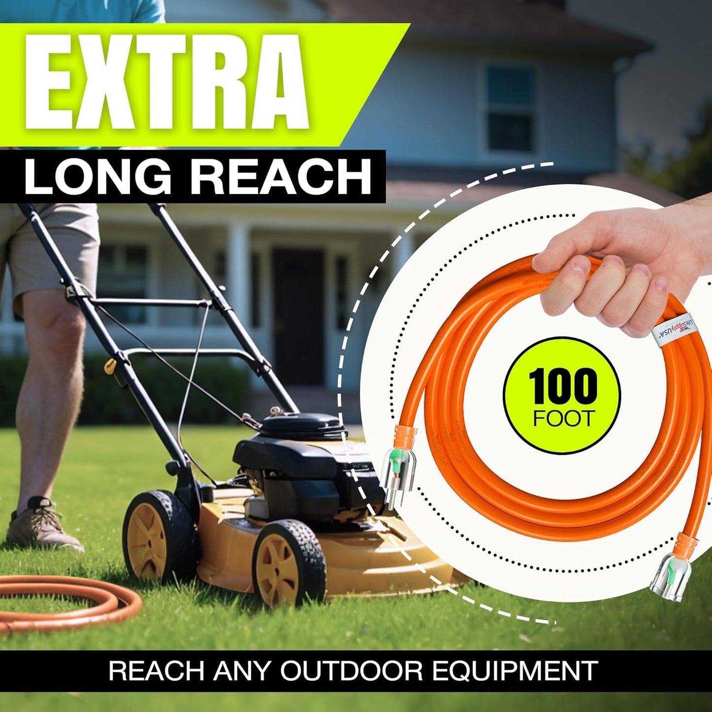 10ft Outdoor/Indoor Extension Cord 10/3 Gauge Ultra Heavy Duty 3 Prong SJTW, Waterproof, Flexible Cold-Resistant Long Power Cord,15A 125V 1875W, Orange by LifeSupplyUSA