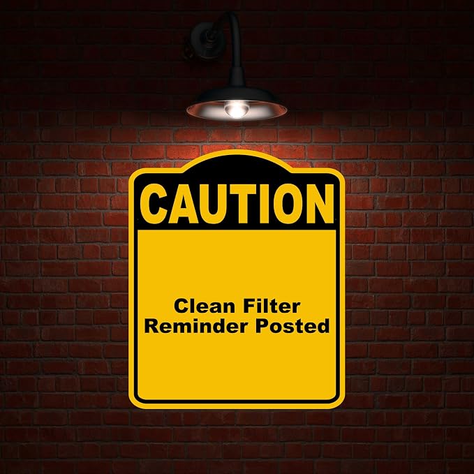 Clean Filter Reminder Posted Caution Yellow Black Aluminum Composite Sign 15 x - Image 2